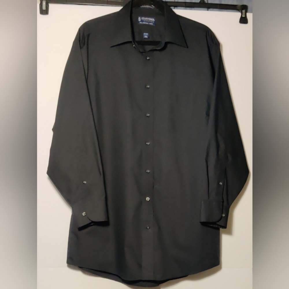 Men's Black Stafford Essentials 'Everyday Shirt" Fitted Button Down 17 32x33
